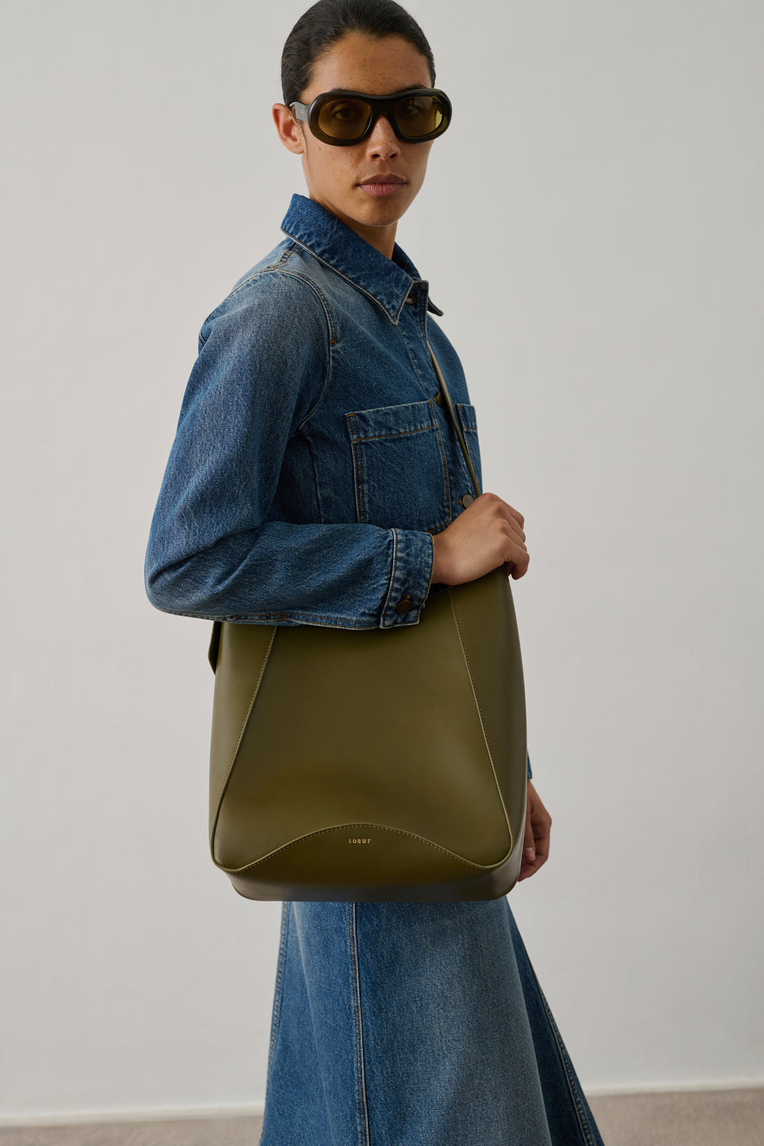 Sac Uma - Kaki - Cuir - Femme
